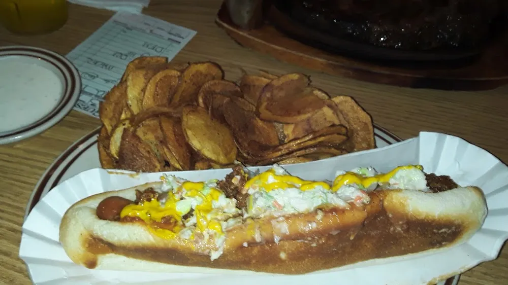 Foot Long Hot Dog and Home Fries